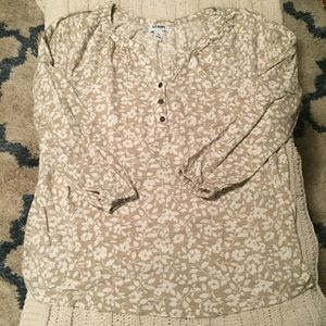 Old Navy 3/4 length sleeve top tan & white floral